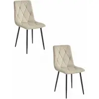Leobert Sillón - Marca - Modelo Libra - Tapizado en terciopelo beige claro, patas negras - Juego de 2 unidades