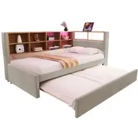 MODFU : Sofá cama, sofá convertible, sofá multifuncional, sofá cama de dos plazas, respaldo con tres niveles de ajuste, tejido de algodón y lino transpirable, color beige
