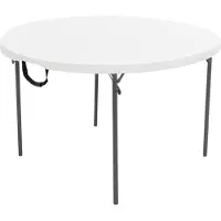 Lifetime Mesa plegable , color blanco, dimensiones 122 x 73,5 x 122 cm, fabricada en acero y plástico