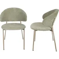 En.casa Juego de 2 sillas de comedor "Lipis", con tapicería, estructura de metal y revestimiento textil, color verde