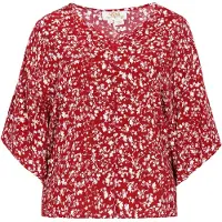 Usha Blusa 'Festival' rojo oscuro / blanco
