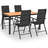 Syfax Juego de comedor de jardín 5 piezas negro y marrón