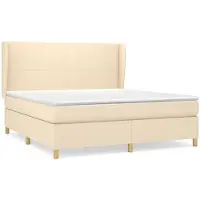 vidaXL Cama con somier y colchón de color crema, 180x200 cm, tapizada en tela