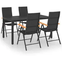 Syfax Juego de comedor para jardín 5 piezas negro y marrón