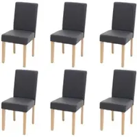 Mendler Juego de 6 sillas para comedor, silla para cocina, modelo Littau. Material: cuero sintético, color gris mate, patas claras