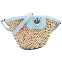 Pinko Bolso de mano 'Love Summer Bucket Rafia + Vitello Seta' piel