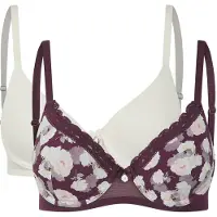 Ted Baker Judith 2 Pk Solid & Rose Print T-shirt Bras Berry Floral/ Wh Talla: 34C | Brasieres Outlet | Mujer | Rosa