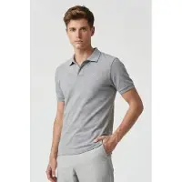 Arena Men's Poloshirt Solid Cotton Piquet Medium Grey Heather-whit Talla: S | Polos Outlet | Hombre | Gris