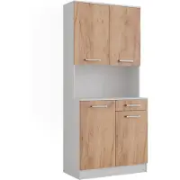 Vicco Aparador de cocina Raul Roble blanco/dorado 83.6 x 188.5 cm con 4 puertas y 1 cajón, Model 58434
