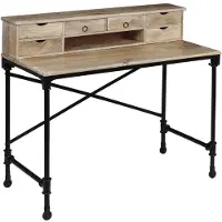 Syfax Escritorio de madera maciza de mango y acero 110x50x96 cm