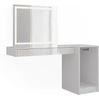 Vicco Tocador Sherry Blanco 140.2 cm con espejo LED y módulo con barra para ropa, Model 59563