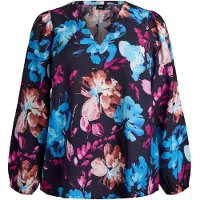 Zizzi Blusa 'MCLARU' marino / azul oscuro / marrón rojizo / rosa oscuro