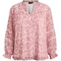 Zizzi Blusa 'Mkiko' rojo cereza / offwhite