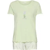 LASCANA Pijama de pantalón corto beige claro / verde / verde pastel / lavanda