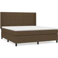 vidaXL Cama con somier y colchón de la marca , color marrón oscuro, dimensiones 160x200 cm, tapizada en tela