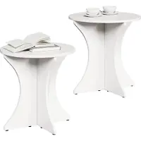 vidaXL : Juego de 2 mesas auxiliares, color blanco, 46 x 46 x 47 cm, madera maciza de pino