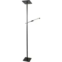 FABAS LUCE Ideal - Lámpara de pie LED negra de metal, altura 180 cm, - 2 luces con 40 W y 8 W, con LED integrados de 3000 K