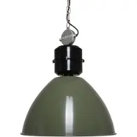 Steinhauer Lámpara colgante Frisk, verde oliva, Ø 50 cm, metal, E27