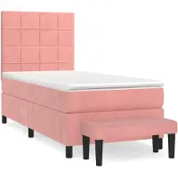 vidaXL Cama con somier y colchón rosa de , 80x200 cm, tapizada en terciopelo