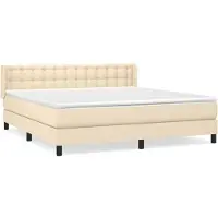 vidaXL Cama con somier y colchón de color crema, 180x200 cm, tapizada en tela