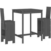 Syfax Set de mesa y taburetes altos jardín 3 piezas madera pino gris