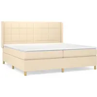 vidaXL Cama con somier y colchón de color crema, 200x200 cm, tapizada en tela