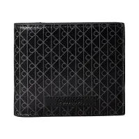 Calvin Klein Cartera 'Coated Emblem Print Bifold' gris claro / negro