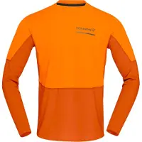 Norrøna - Ropa para trail running - Senja Equaliser Lightweight Long Sleeve M Exuberance de Lana - Talla XL - Naranja