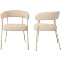 En.casa Juego de 2 sillas de comedor "Huk", tapizadas en tela, con patas de metal, color beige