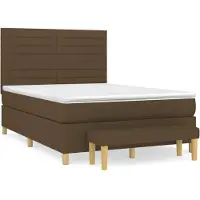 Syfax Cama box spring con colchón tela marrón oscuro 140x200 cm