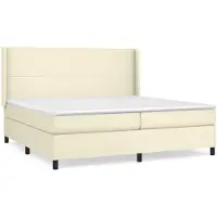 Syfax Cama box spring con colchón cuero sintético crema 200x200 cm