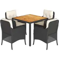Syfax Set de muebles jardín 5 pzas con cojines ratán sintético negro