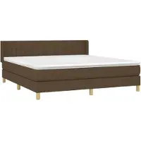 Syfax Cama box spring con colchón tela marrón oscuro 180x200 cm