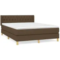 Syfax Cama box spring con colchón tela marrón oscuro 140x190 cm
