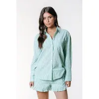 Colourful Rebel Talia Striped Dropped Shoulder Blouse Bright Green Talla: S | Manga Larga Outlet | Mujer | Verde