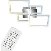 Briloner Lámpara de techo LED , con marco, orientable, con mando a distancia, regulable, control de temperatura de color (CCT) y de color plateado, con dimensiones de 75 x 46,7 x 7,5 cm