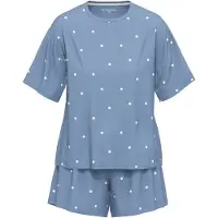 Tom Tailor Pijama de pantalón corto azul ahumado / blanco