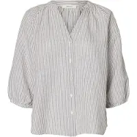 Selected Mezcla De Lino Camisa Con Mangas 3/4 Mujeres Blanco 42