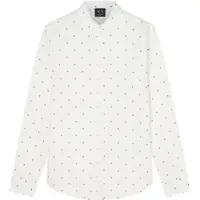 Armani Exchange para hombre. XM000625AF13184F0198 Camisa Monogram AX Cross Logo blanco (XL), Casual, Algodón, Manga larga, A|X Armani Ex
