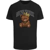 Mister tee Camiseta 'NY Crowned Bear' marrón / negro / blanco