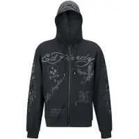Ed Hardy Sudadera con cremallera gris / negro