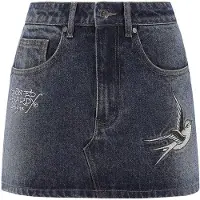 Ed Hardy Falda 'Swallow' azul oscuro / gris claro / blanco