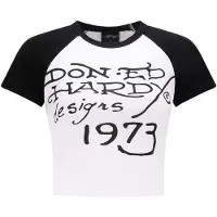 Ed Hardy Camiseta 'Panther Ringer' naranja / rojo / negro / blanco