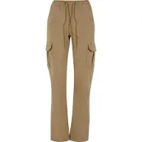 Urban Classics Ladies High Waist Twill Cargo Pants Union Beige Talla: S | Pantalones Cargo Outlet | Mujer | Marrón