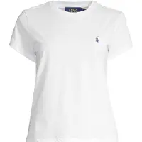 Ralph Lauren para mujer. 211B14605032 Camiseta de cuello redondo blanco (L), Casual, Algodón, Manga corta, outlet 202