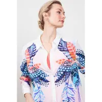 DIDI Big Blouse Panel In White With Azur Fusion Panel Talla: 34 | Manga Larga Outlet | Mujer | Blanco
