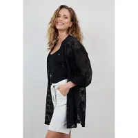 DIDI Tunic Palm Jacquard In Black Talla: 36 | Sobrecamisas Outlet | Mujer | Negro