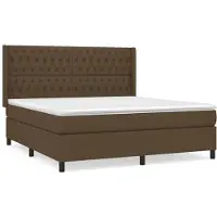vidaXL Cama con somier y colchón de la marca , color marrón oscuro, dimensiones 180x200 cm, tapizada en tela