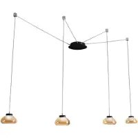 FABAS LUCE Lámpara colgante Arabella, fabricada en metal y con cristal soplado a mano en color ámbar. Modelo 3547-49-125, marca