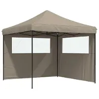 Syfax Tienda de fiesta plegable Pop-Up con 2 paredes laterales taupe